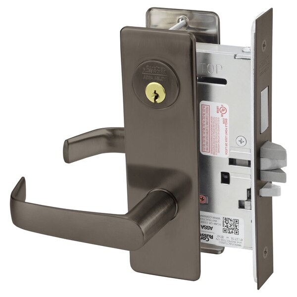 Classroom Intruder Mortise Lock, NS Lever, M Escutcheon, Oil Rubbed Bronze